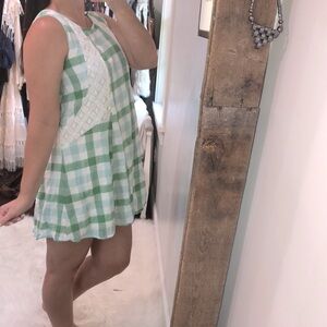 Entro size large green checkered boho dress